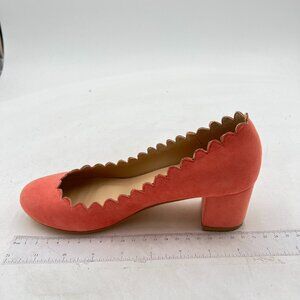 FSJ Light Orange Retro Classic Block Heels Pump Suede Round Toe DOrsay Shoes